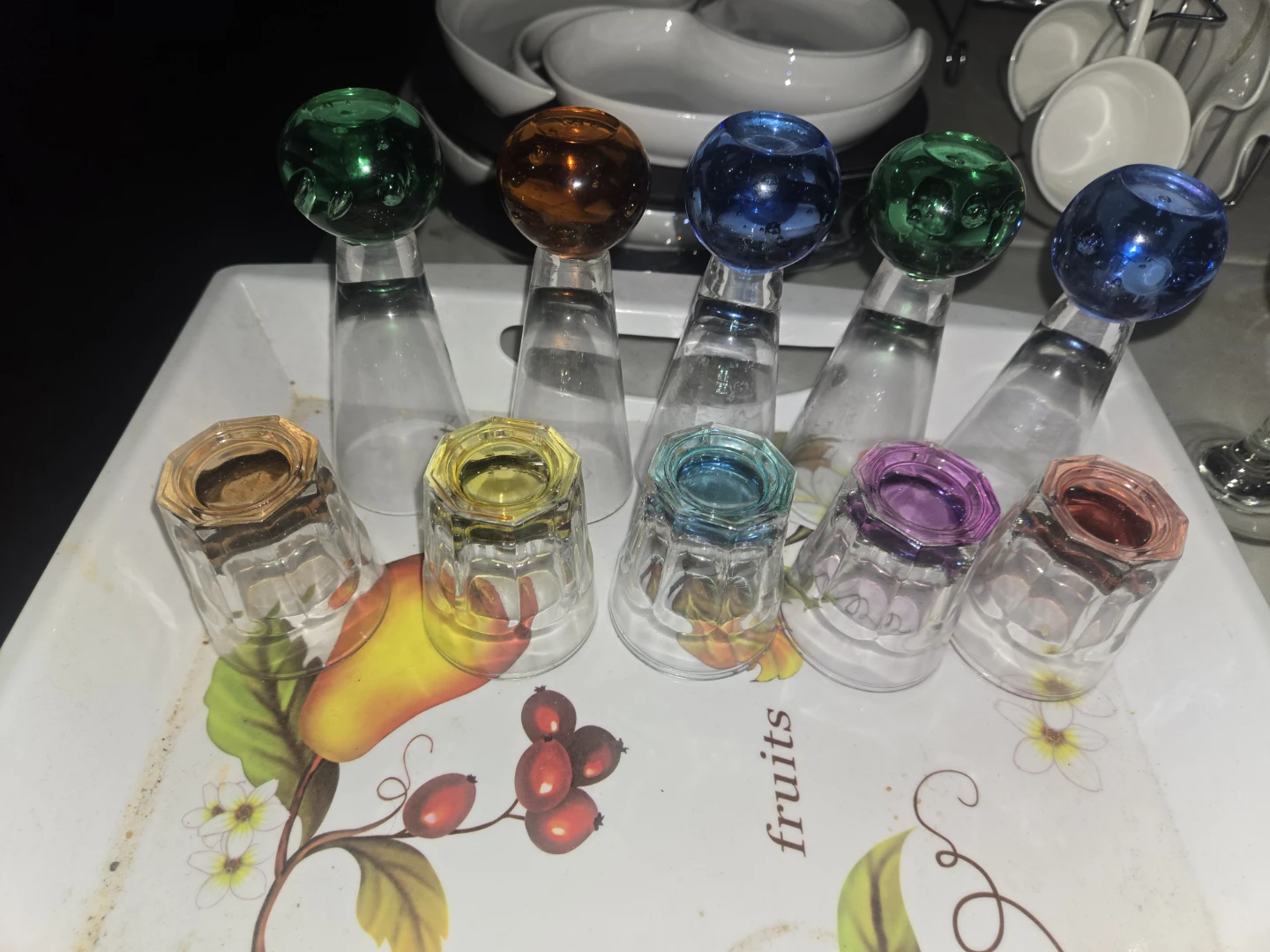 Set of 8 Coloured Shot Glasses