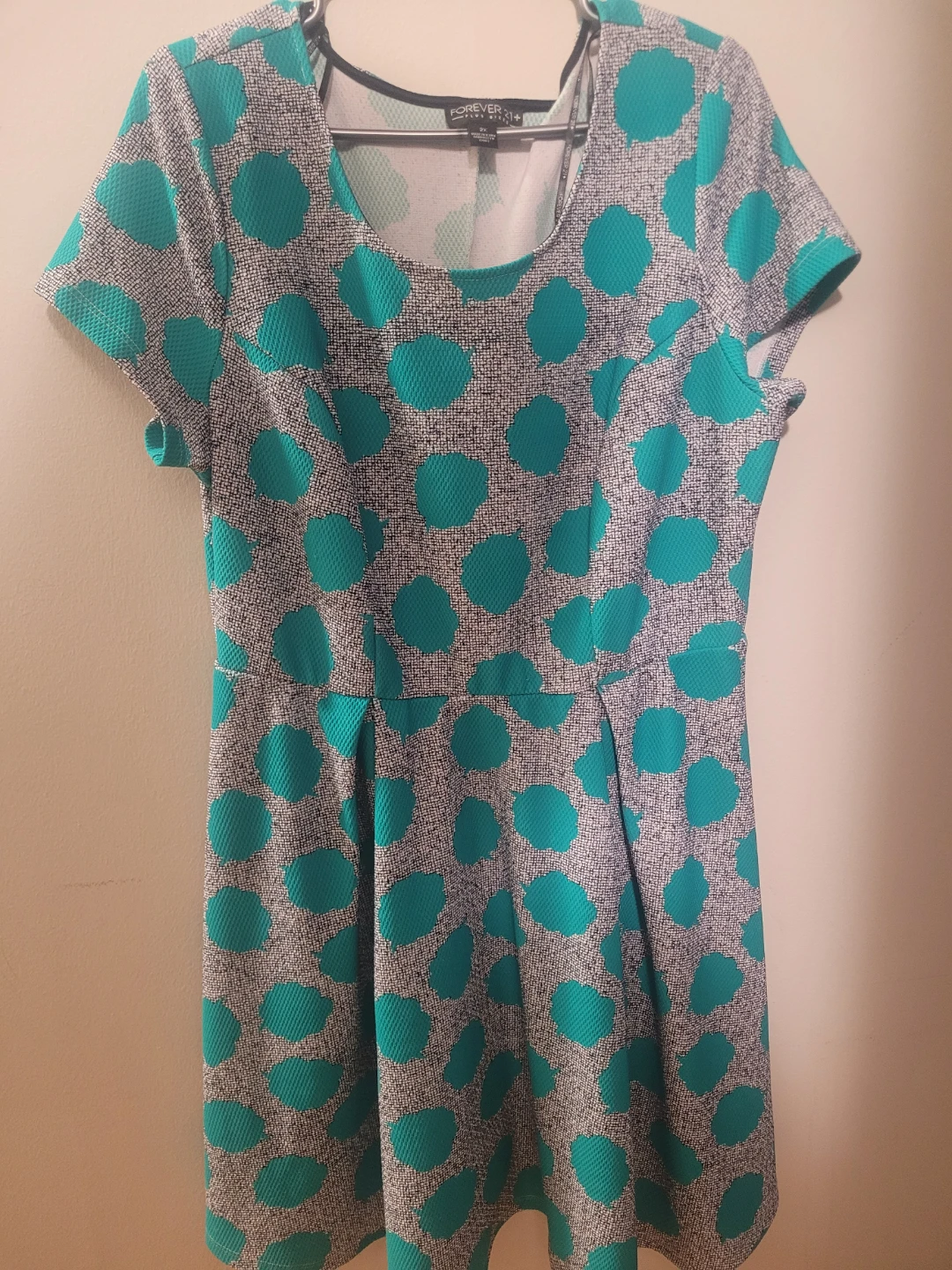 Forever 21 Plus Size Teal Polka Dot Dress ⚽️