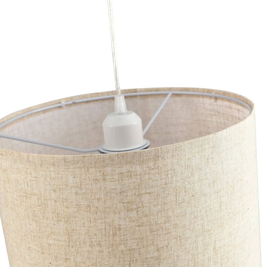 2 Pack Plug-in Pendant Lights, Beige Linen Fabric Shade - photo 2