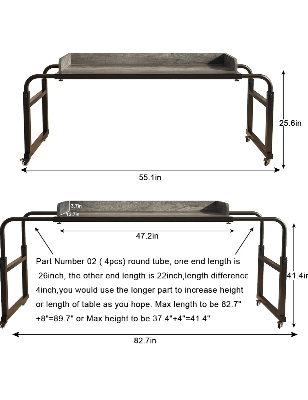 Over-bed Desk/Hospital Table on Wheels, Brand New - photo 4