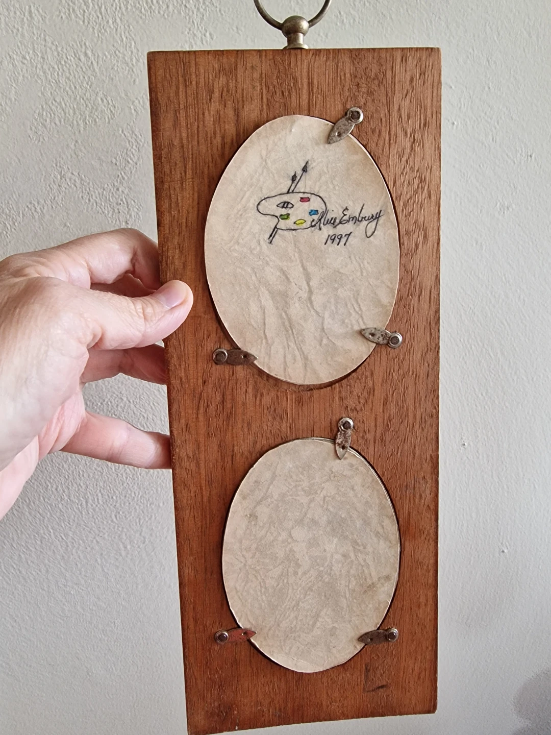 Vintage Wooden Double Picture Frame with Floral Art - photo 3