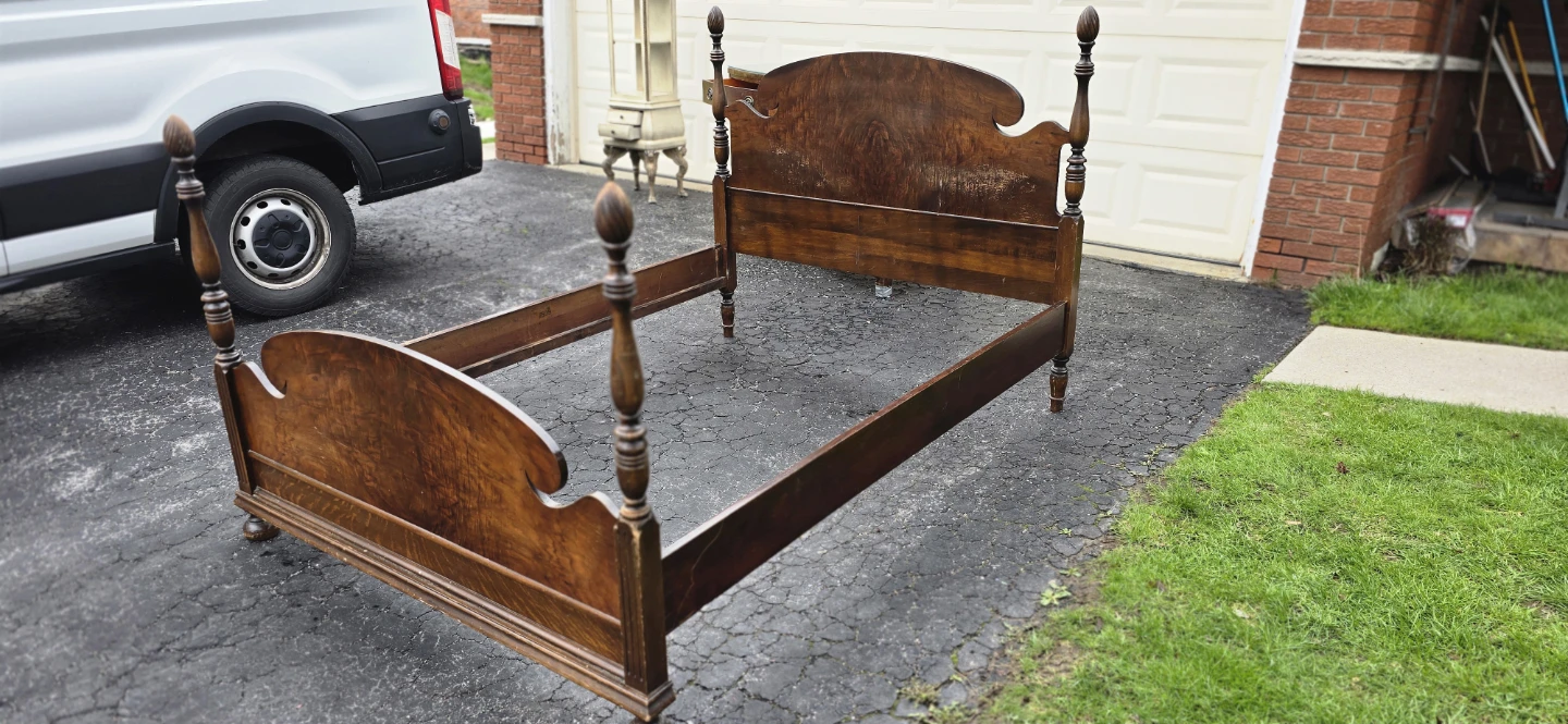Vintage Wooden Bed Frame with 8 Drawer Dresser - photo 3