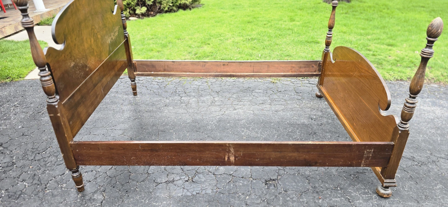 Vintage Wooden Bed Frame with 8 Drawer Dresser - photo 4