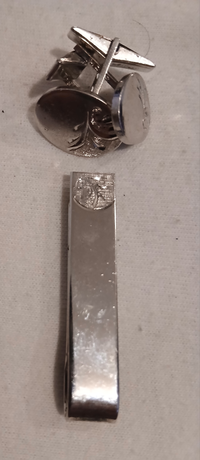 Sterling Silver Cufflinks and Tie Clip Set - photo 3