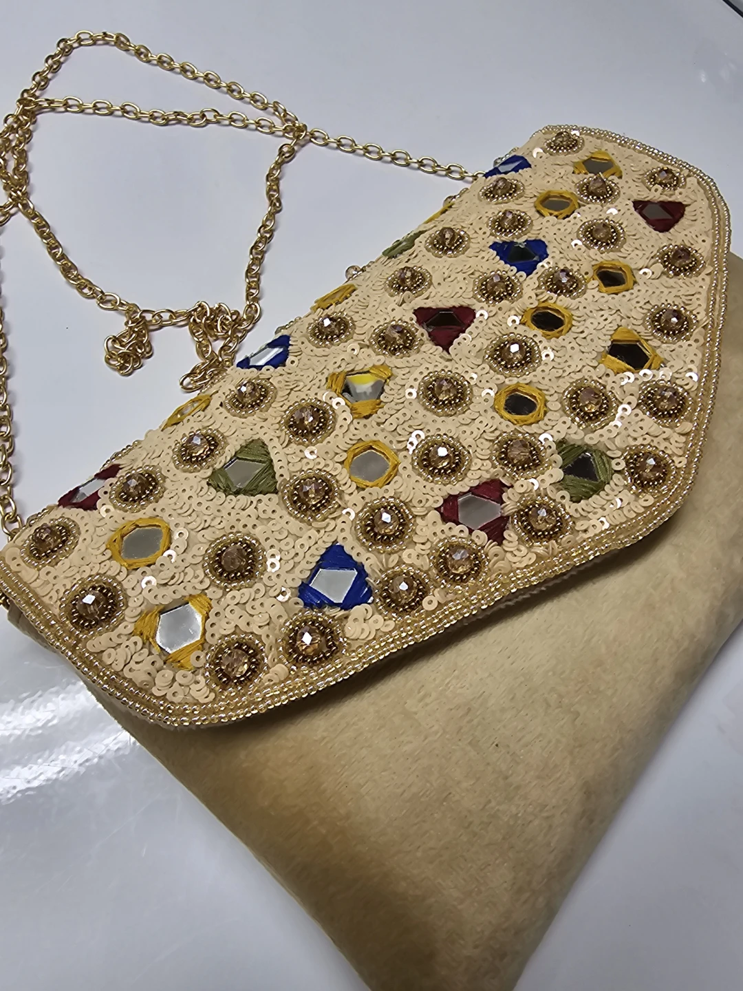Embellished Clutch with Chain Strap - photo 2