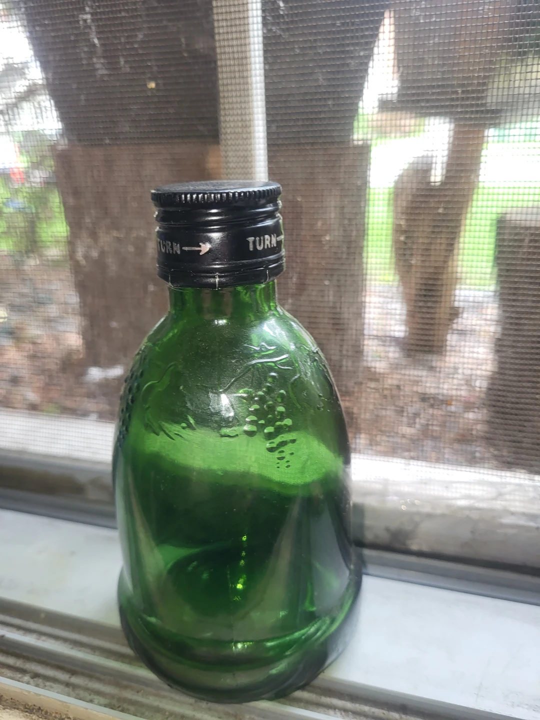 Green Glass Bottle with Grape Embossing  wine bottle 1979 - photo 2