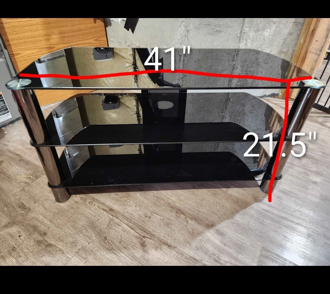 Black Glass TV Stand - 41" L x 21.5" W - photo 2