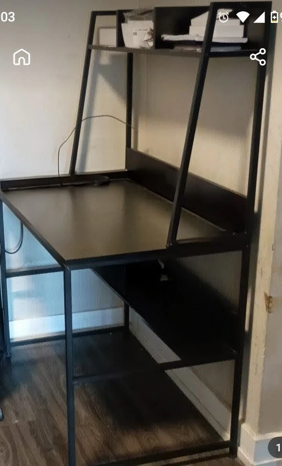 Black Ladder Desk with Shelves