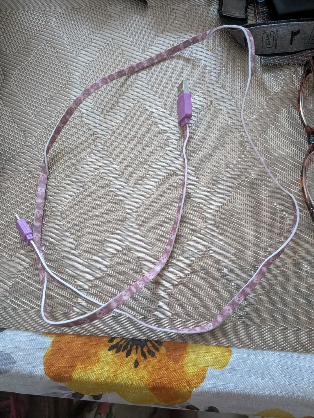 Pink Floral Pattern USB Cable