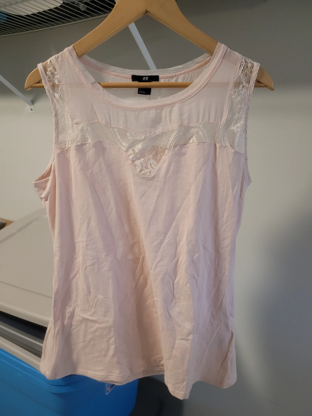 H&M Pink Lace Trim Tank Top - Size L