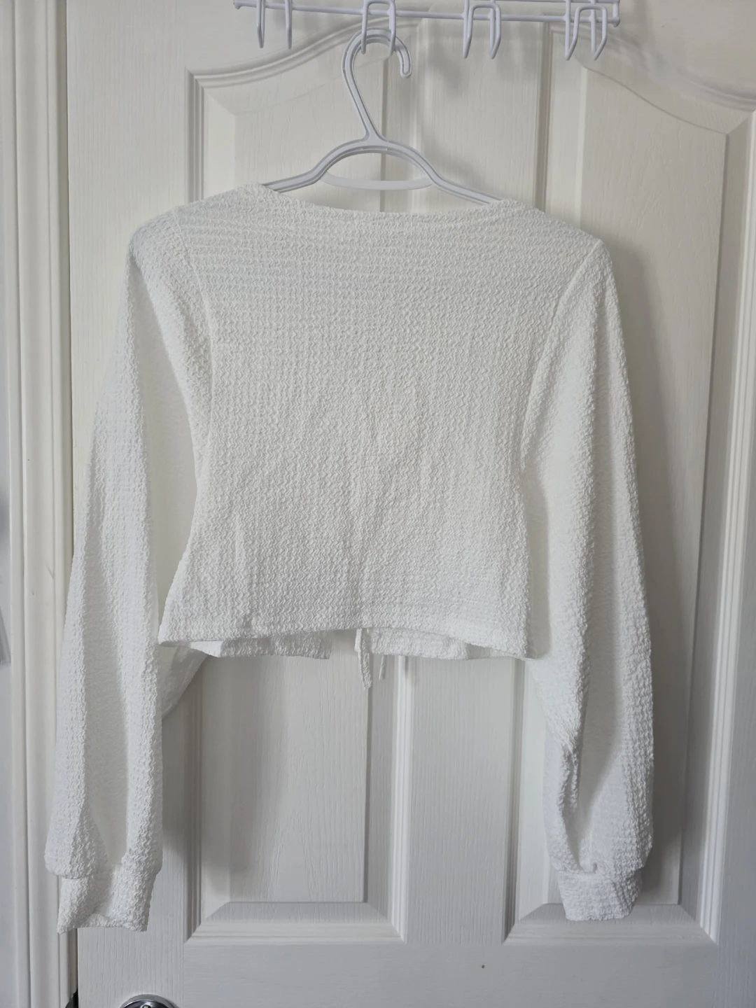 White Textured Cropped Cardigan - photo 2