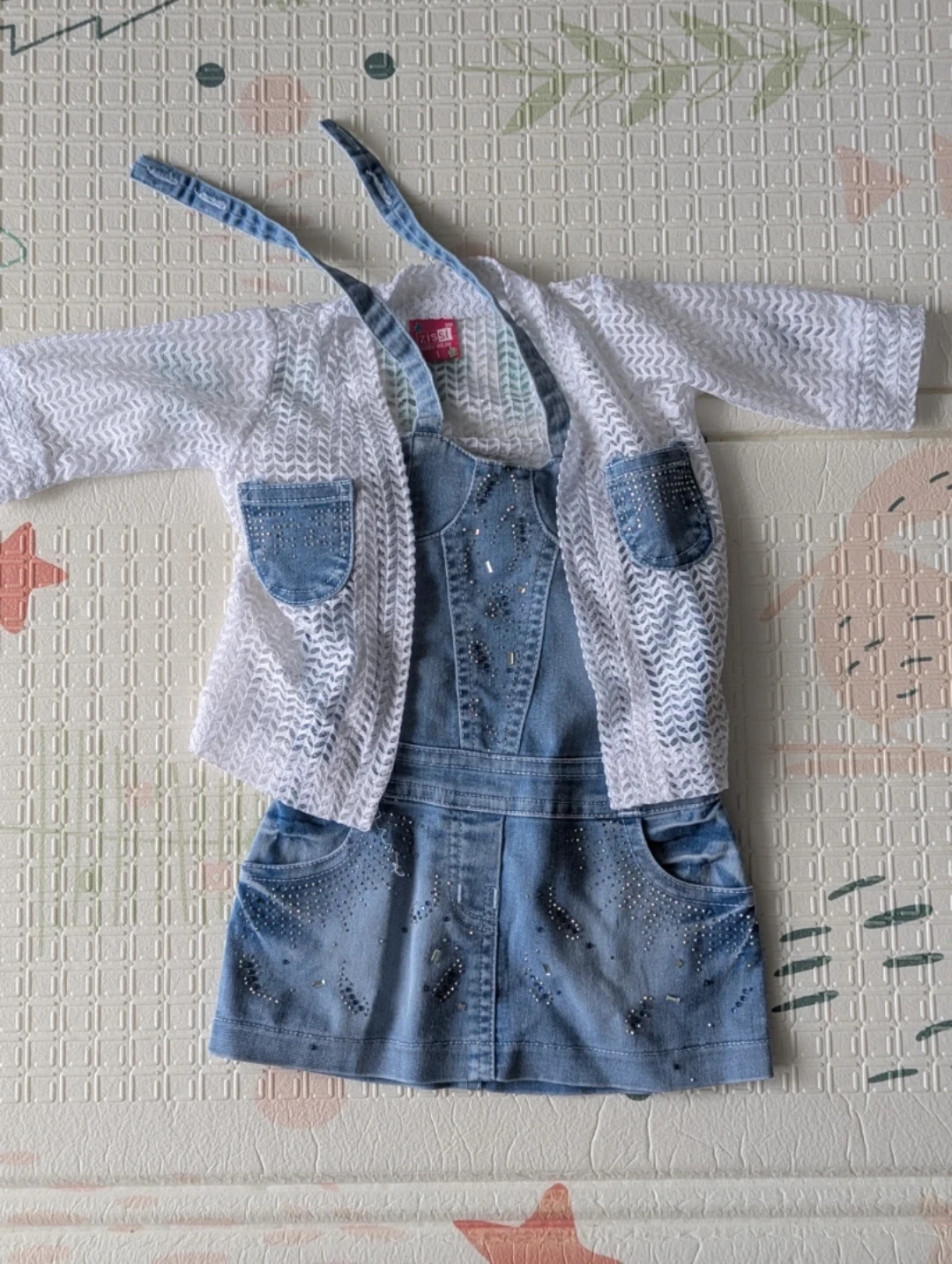 Moving Out Sale-  Summer Girls Denim Dress with Cardigan Set