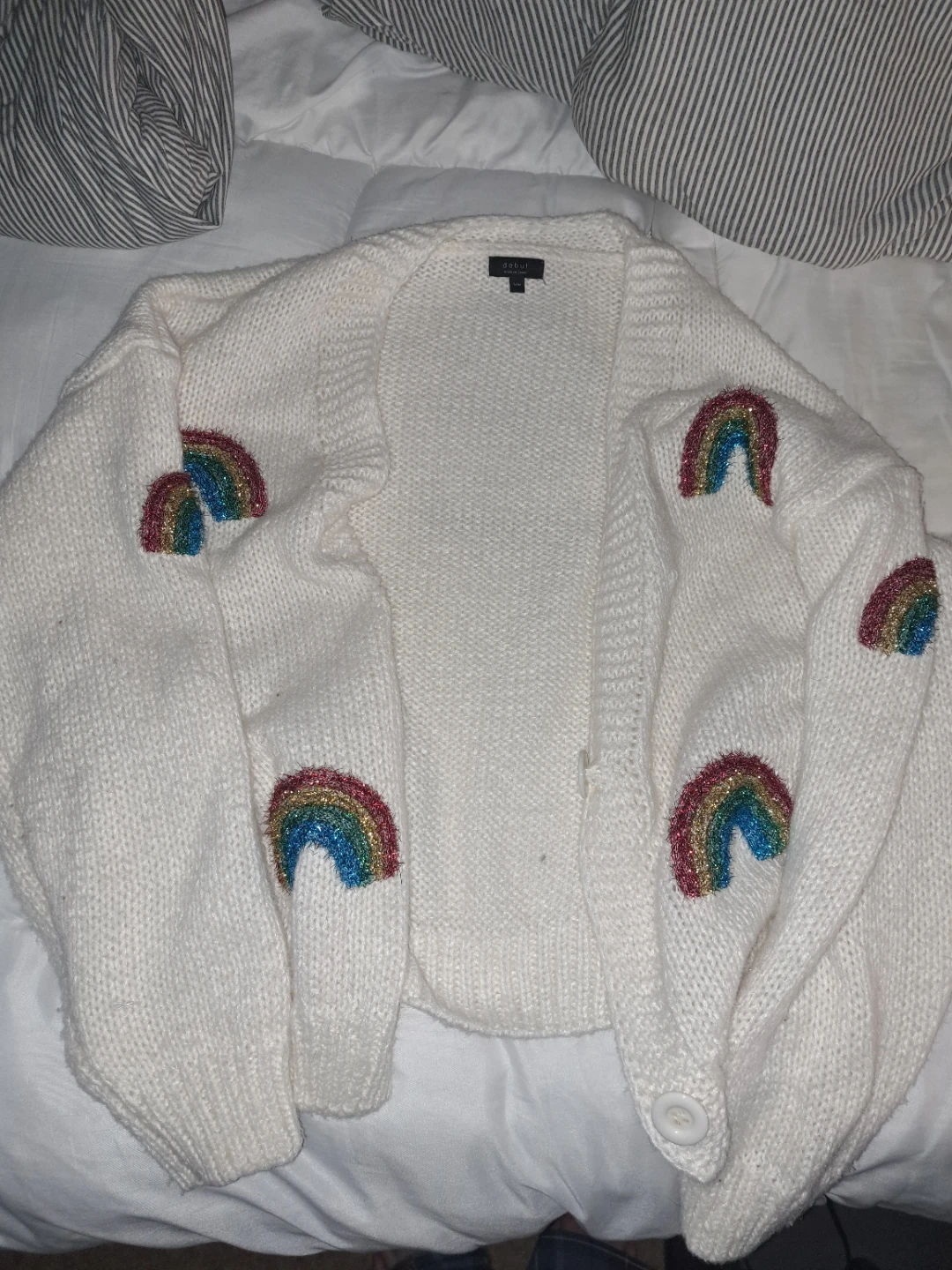 Debut White Rainbow Cardigan S/M