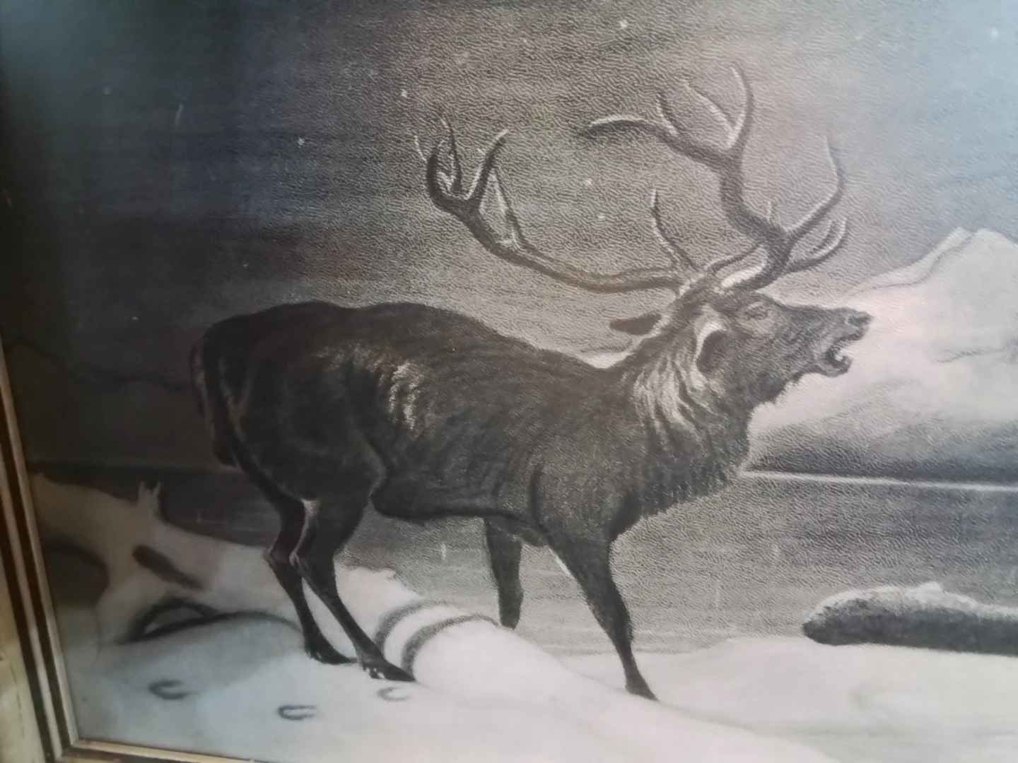Antique Sir Edwin Landseer "The Challenge" Framed Print - photo 3