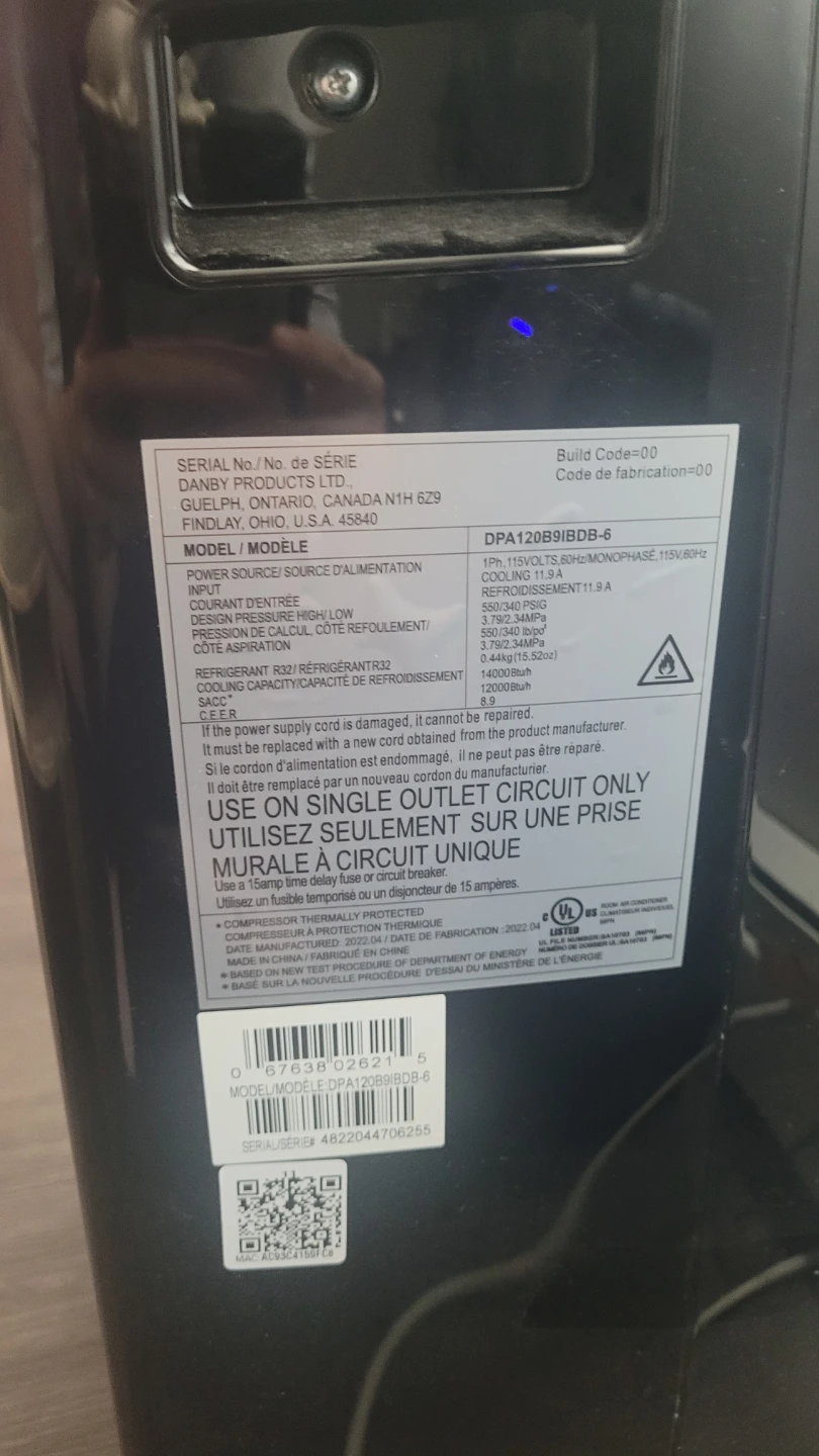 Danby Portable Air Conditioner DPA1209BDB-6 - photo 2