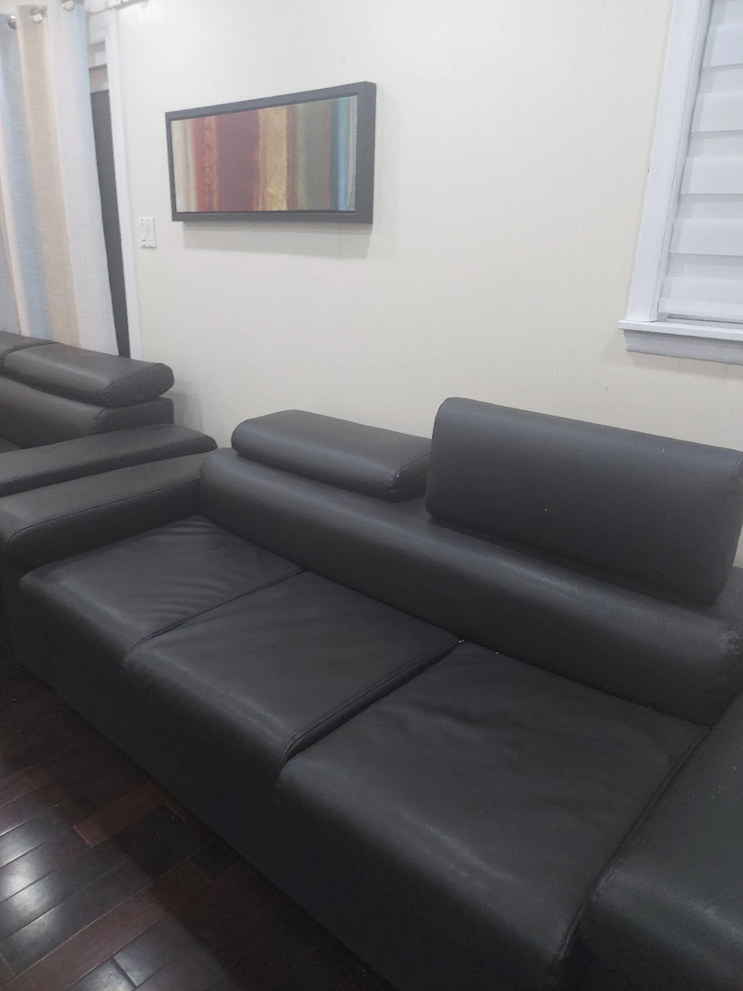 Black Leather Sectional Sofa with Storage - photo 3