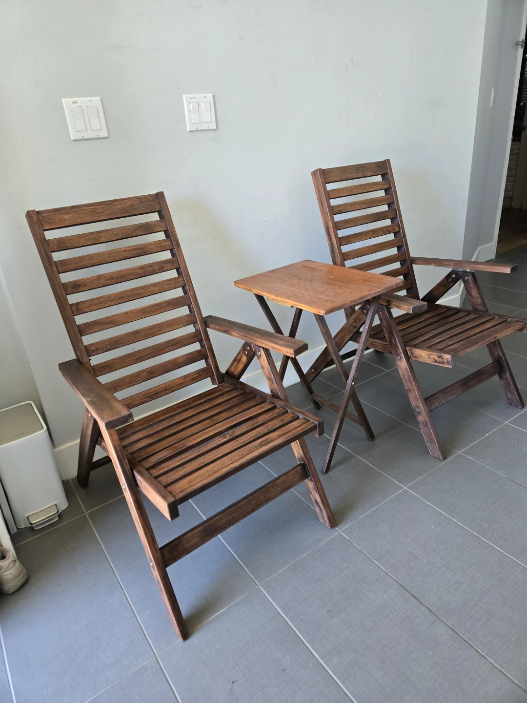 Newly refinished ikea applaro folding chair and bistro table
