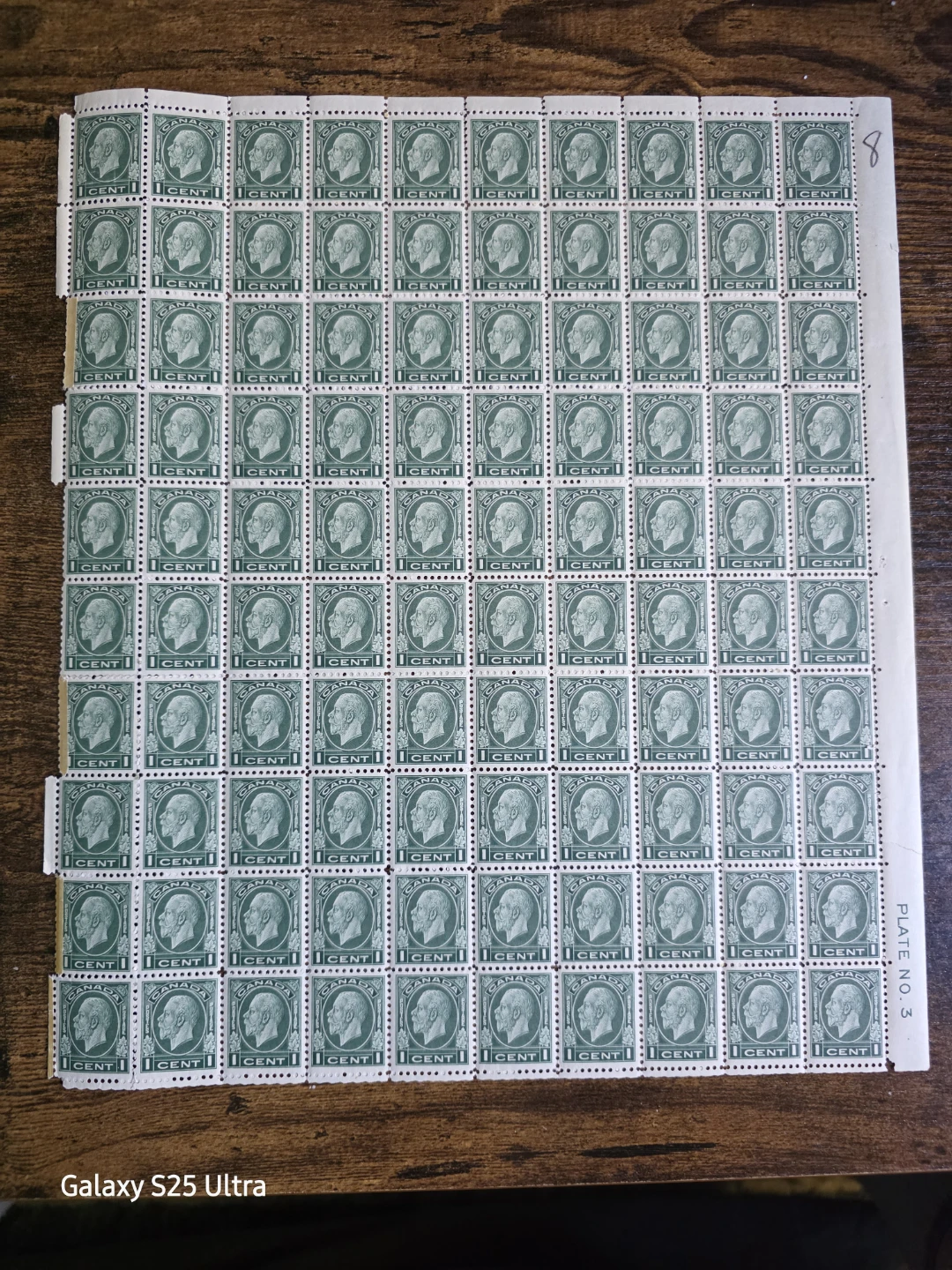Canada King George V Mufti issue full sheet 1 cent stamps