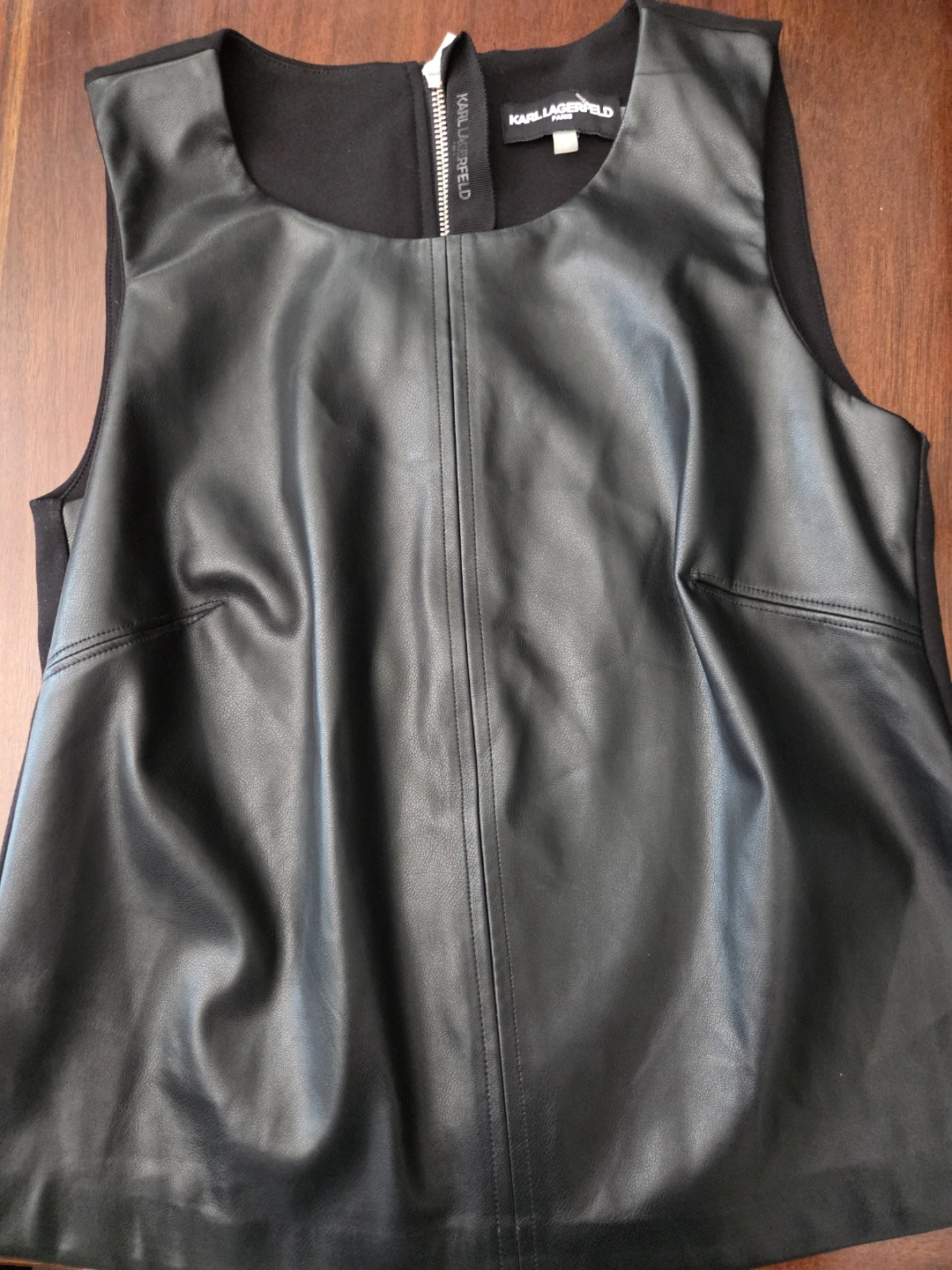 Karl Lagerfeld Paris Black Faux Leather Top - XS