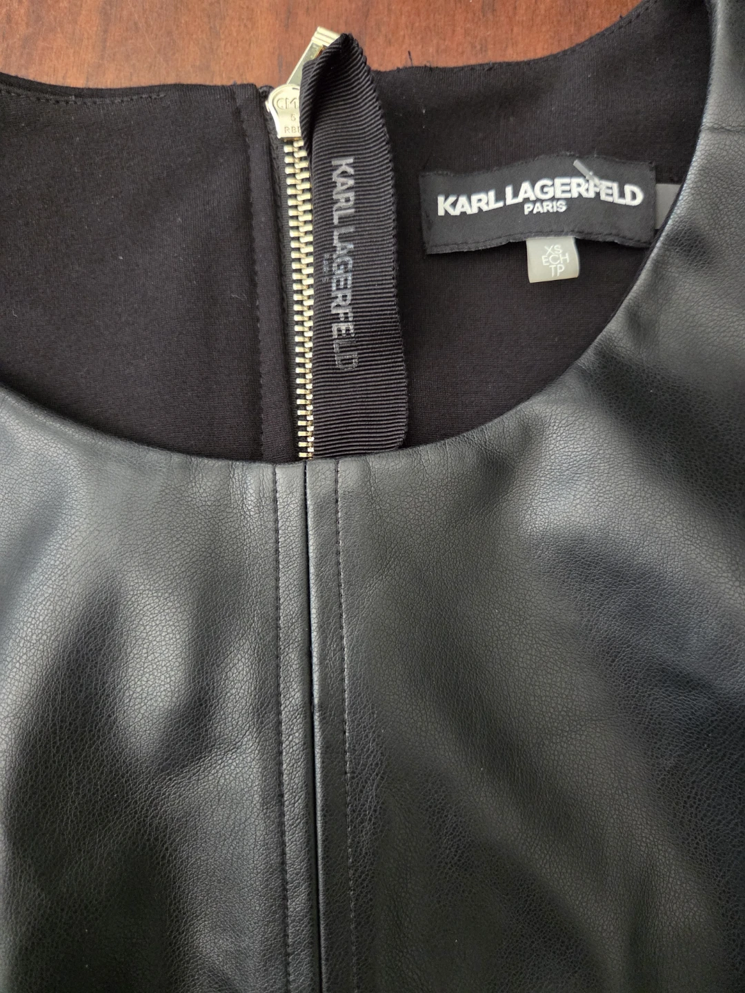 Karl Lagerfeld Paris Black Faux Leather Top - XS - photo 2
