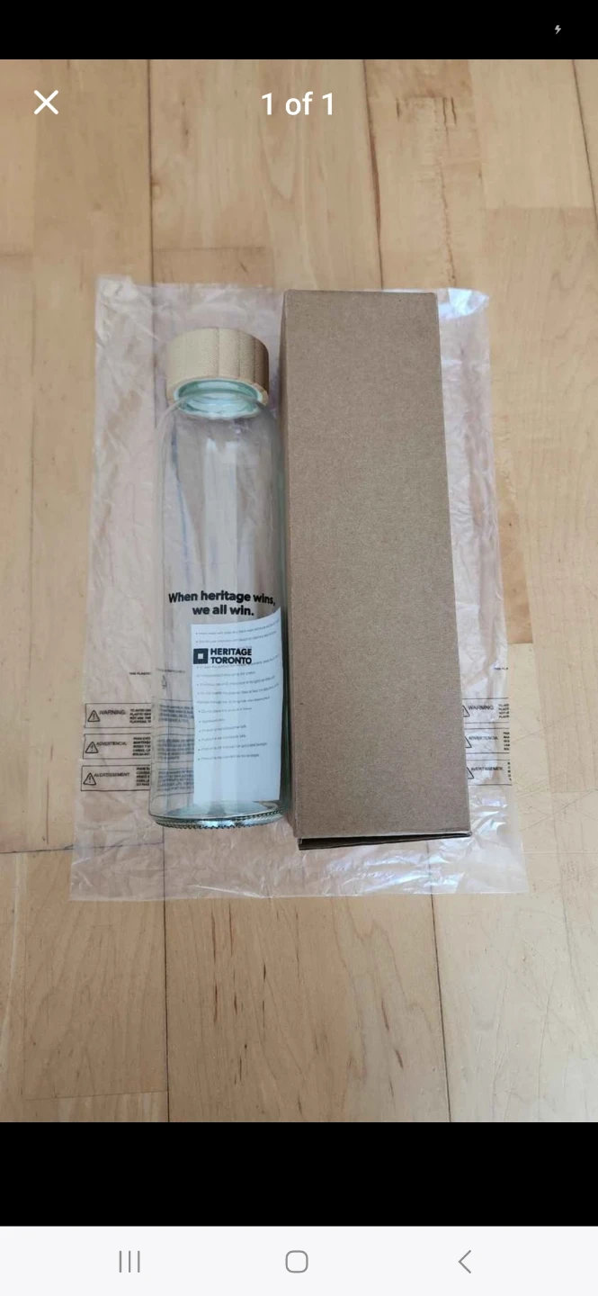 Heritage Toronto Glass Water Bottle, Tumblr (Brand New)