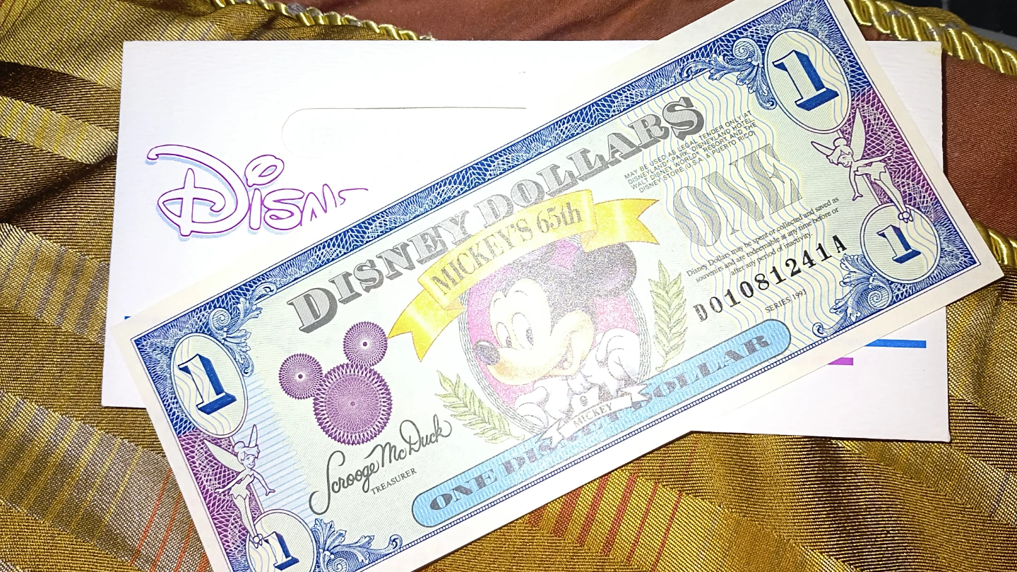 Disney Dollars Mickey's 65th Birthday 1 Dollar Bill - photo 2
