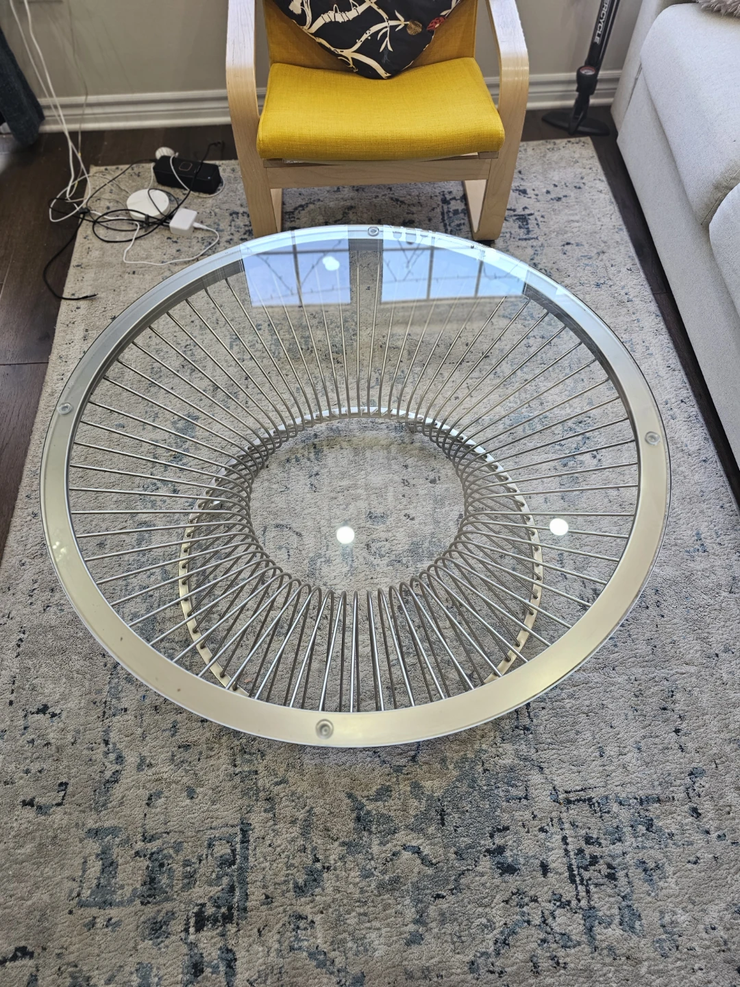 Round Cofee Table – Metal Base with Wheels - photo 2