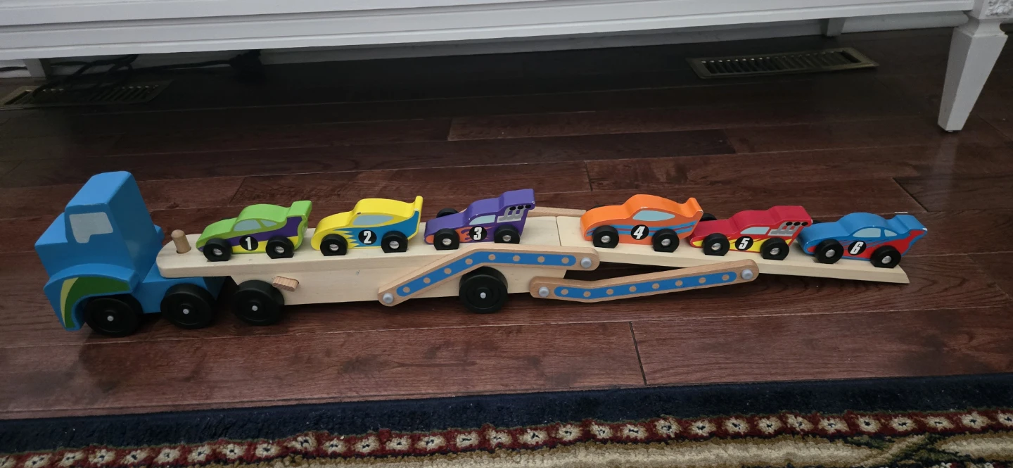 Melissa & Doug Wooden Tractor Trailer w/6 Cars - photo 2