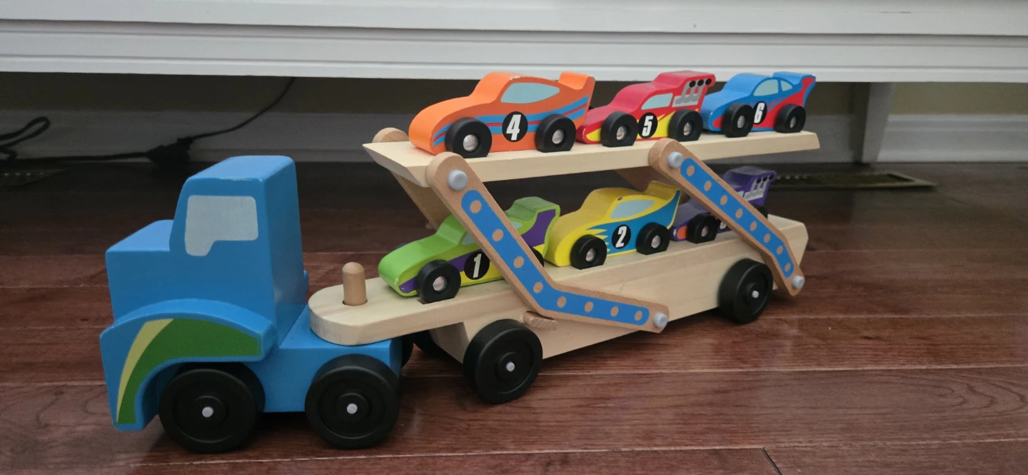 Melissa & Doug Wooden Tractor Trailer w/6 Cars - photo 3
