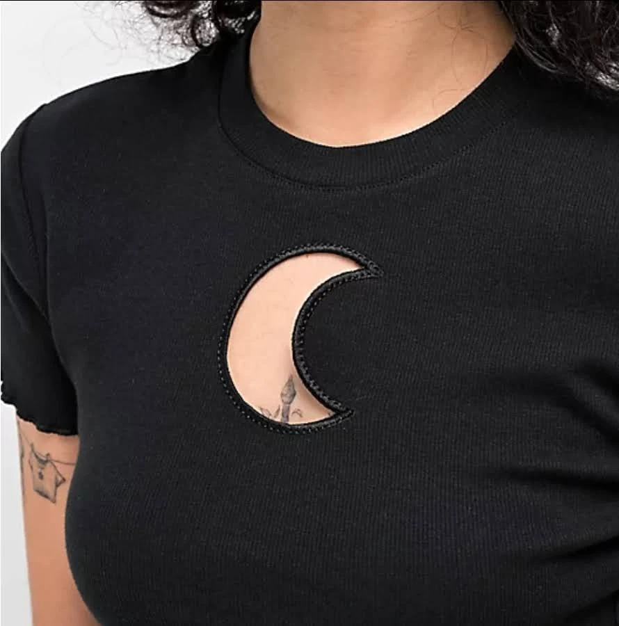 ⚽ Black Crescent Moon Cutout Shirt