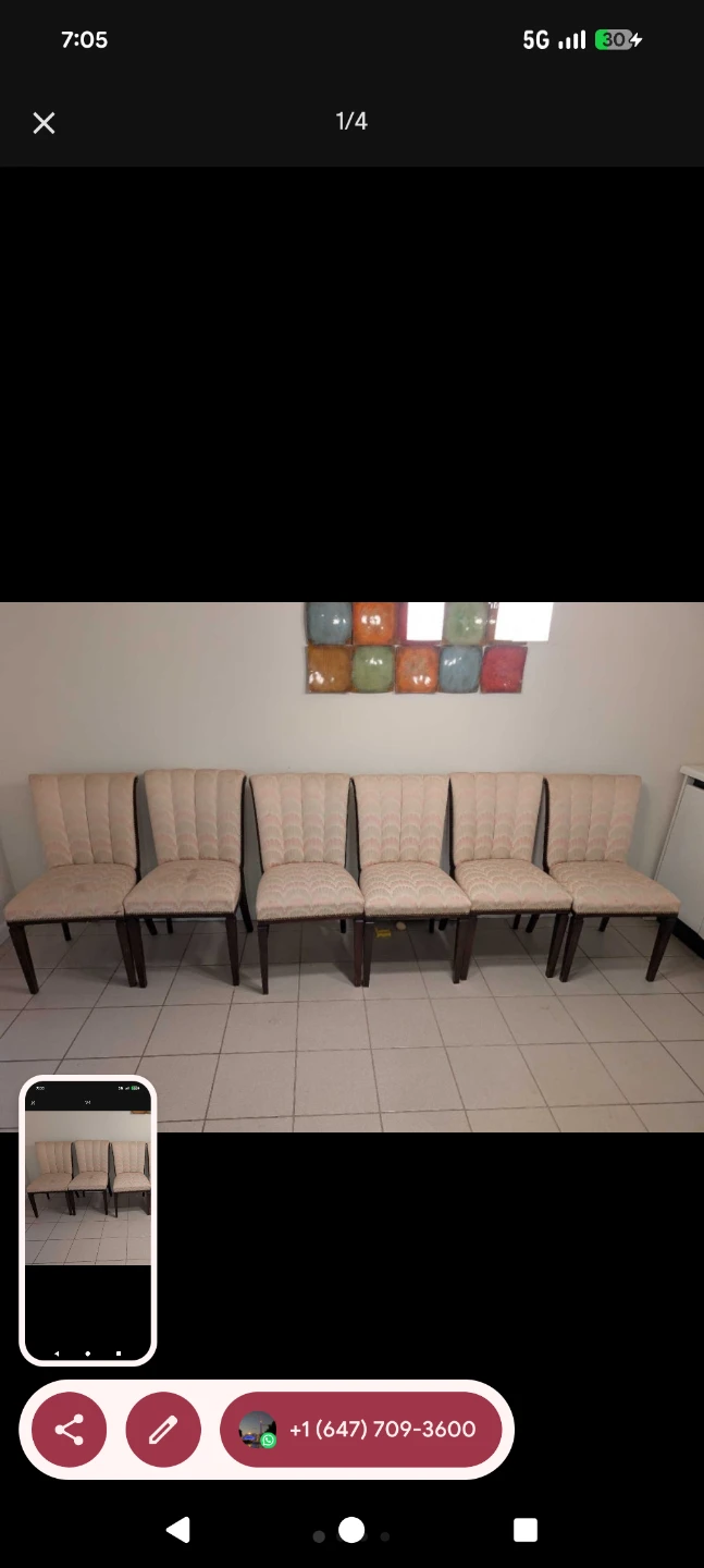 Set of 6 Upholstered Dining Chairs