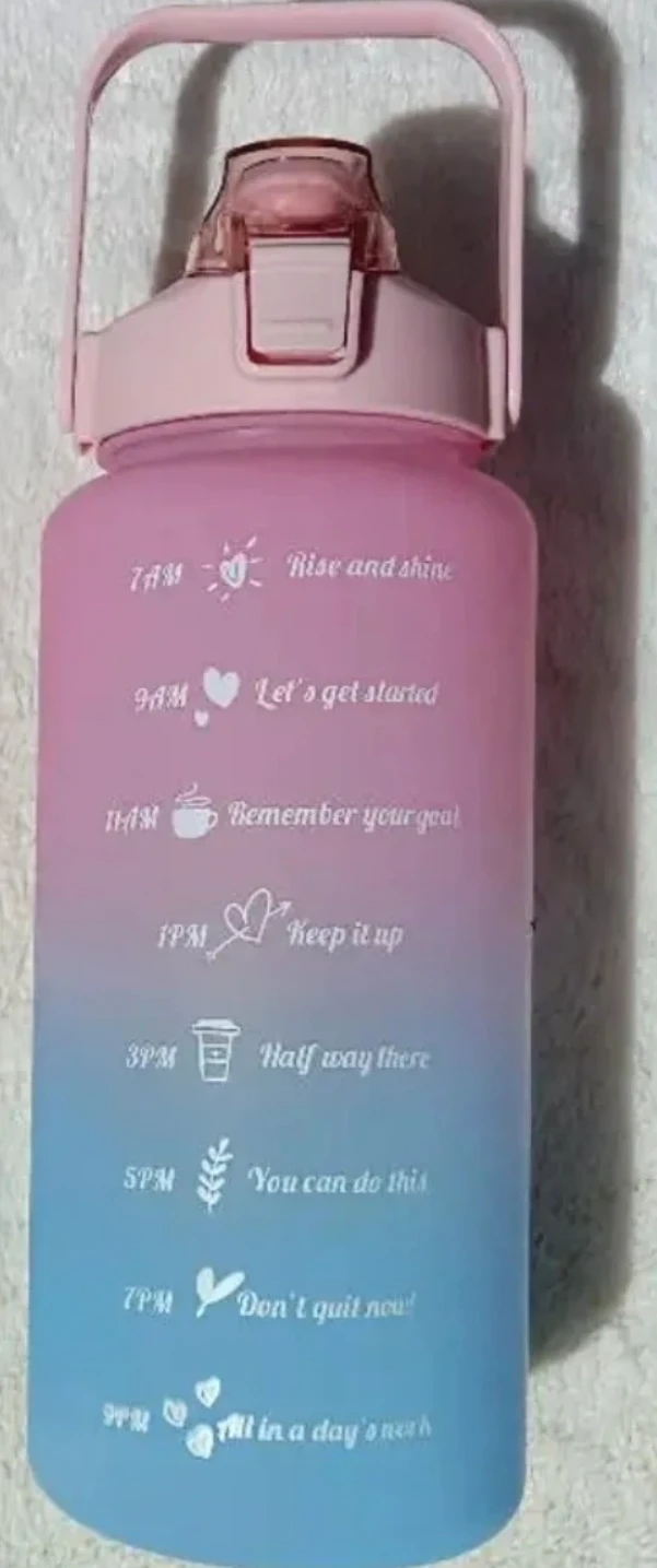 Pink Blue Gradient Water Bottle with Time Markers ⚽