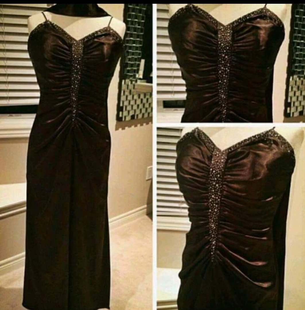 Brown Beaded Formal Dress