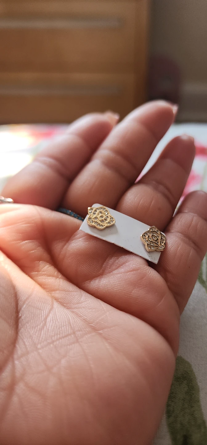 Rose Stud Earrings with Rhinestones