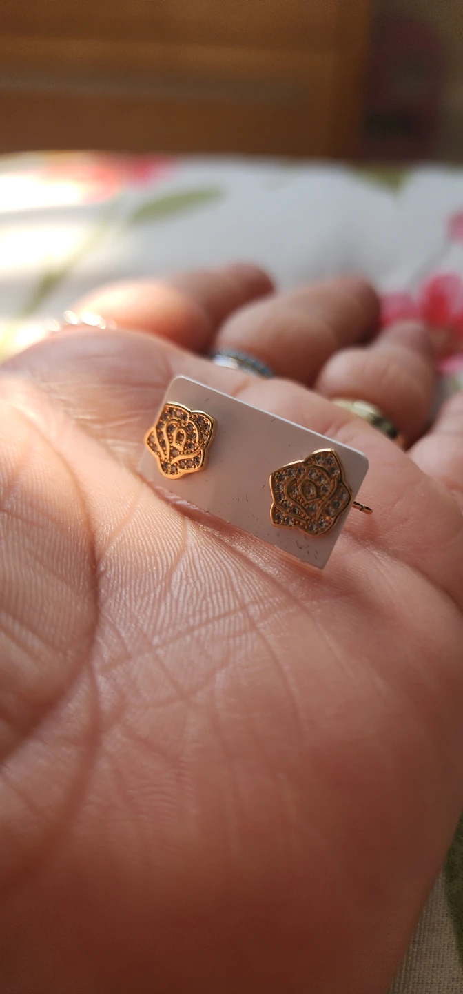 Rose Stud Earrings with Rhinestones - photo 3
