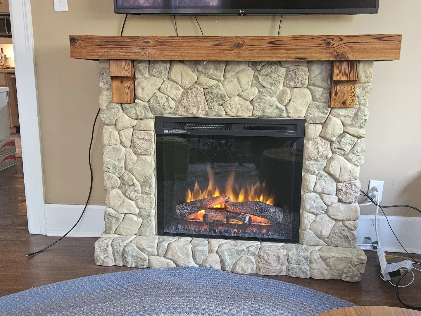 Electric Fireplace with Stone Surround