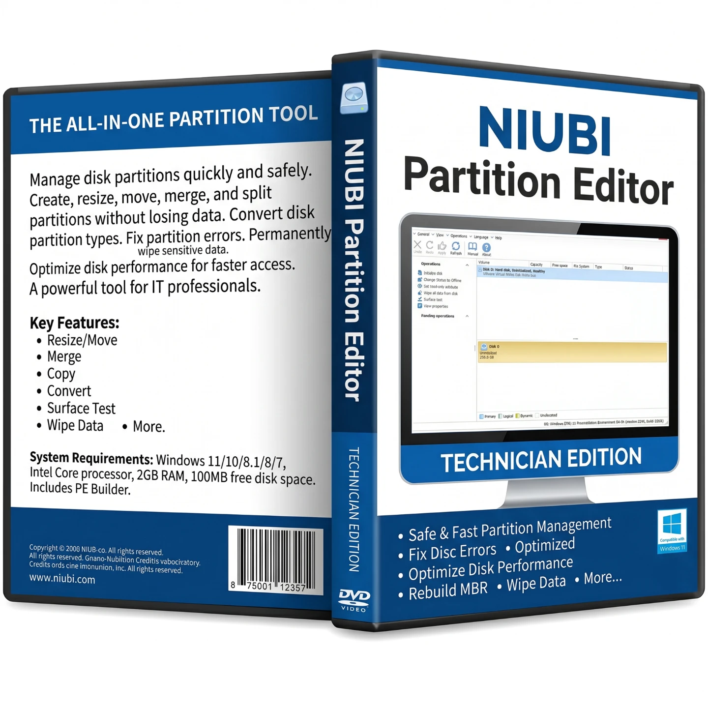 NIUBI Partition Editor Technician Edition Bootable DVD