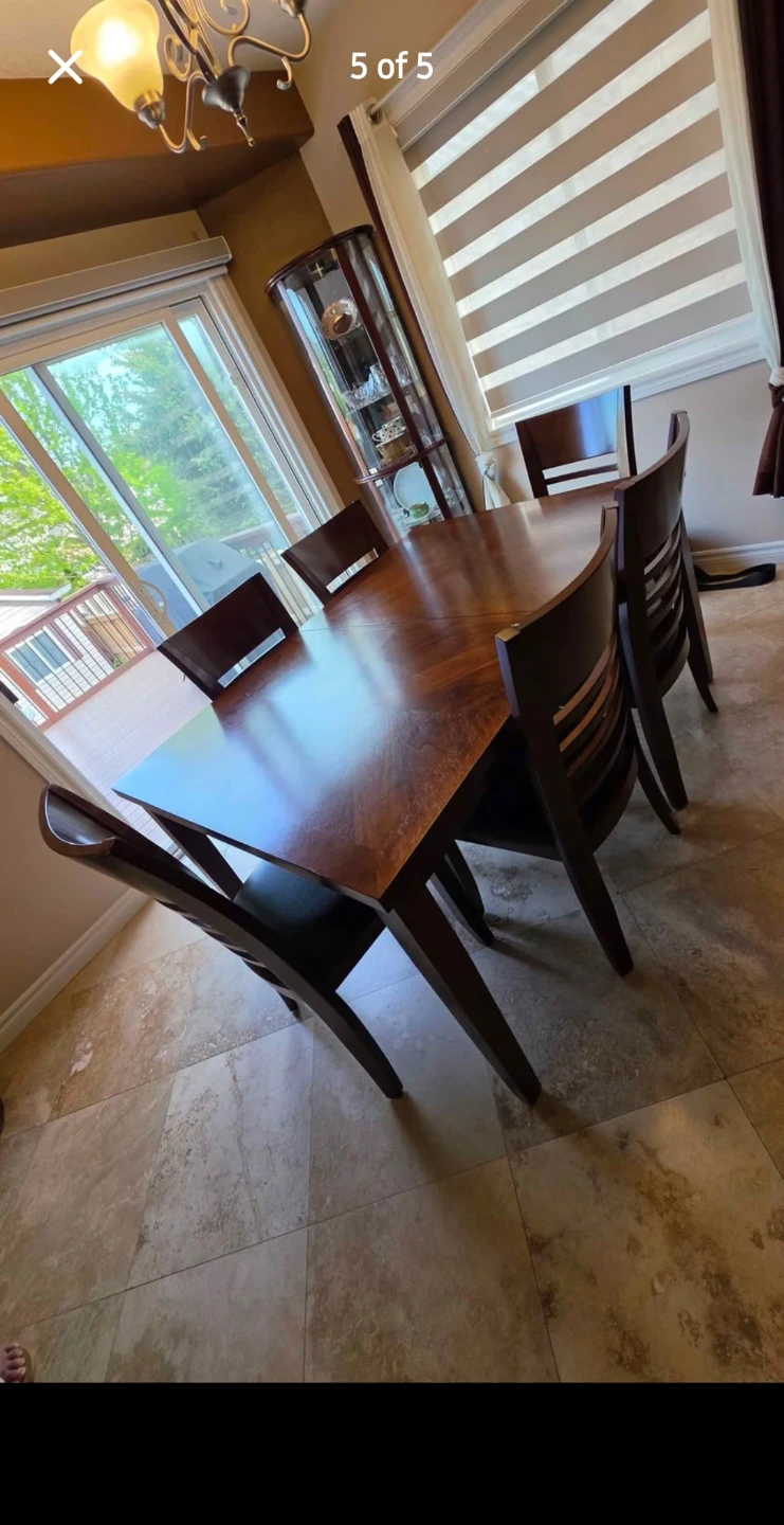 Wooden Dining Table and 6 Chairs Set
