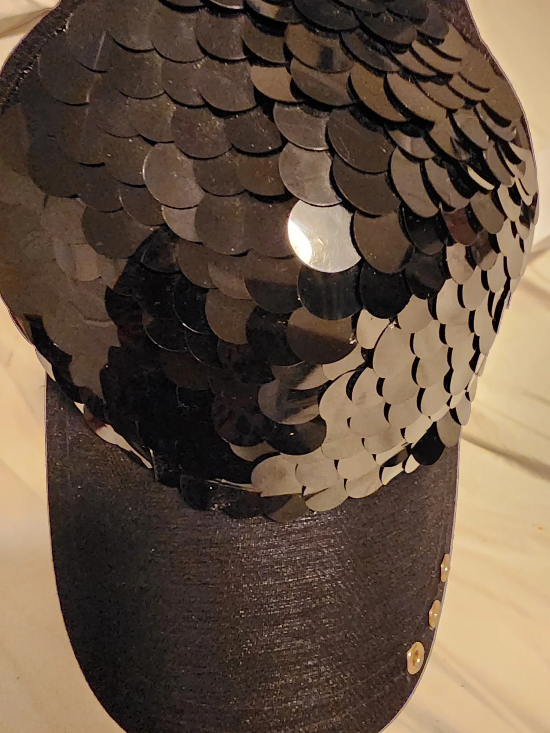 Black Sequined Baseball Cap - photo 2