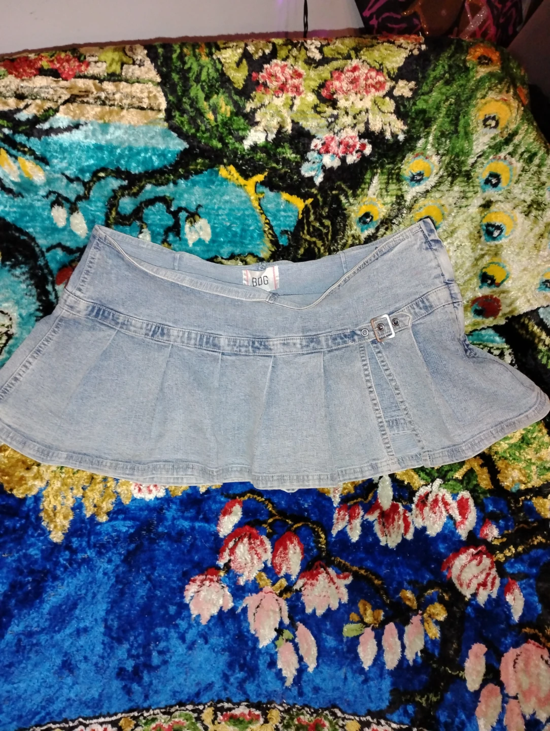UO Pleated Denim Mini Skirt