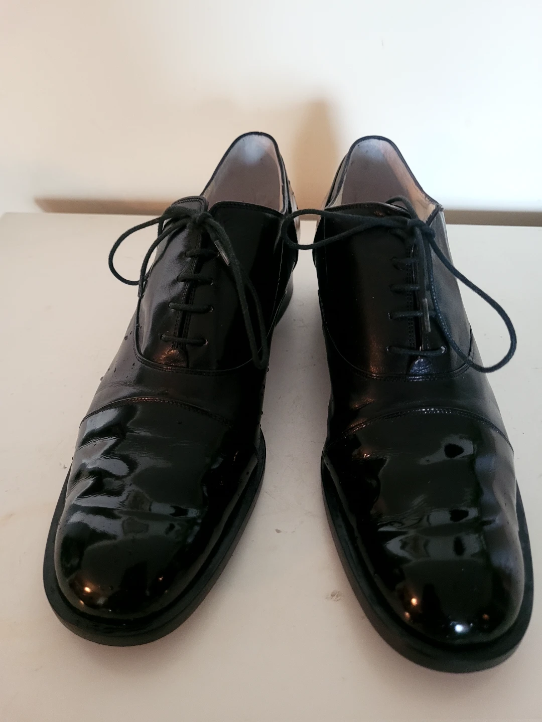 Emporio Armani Black Patent Leather Oxford Shoes⚽