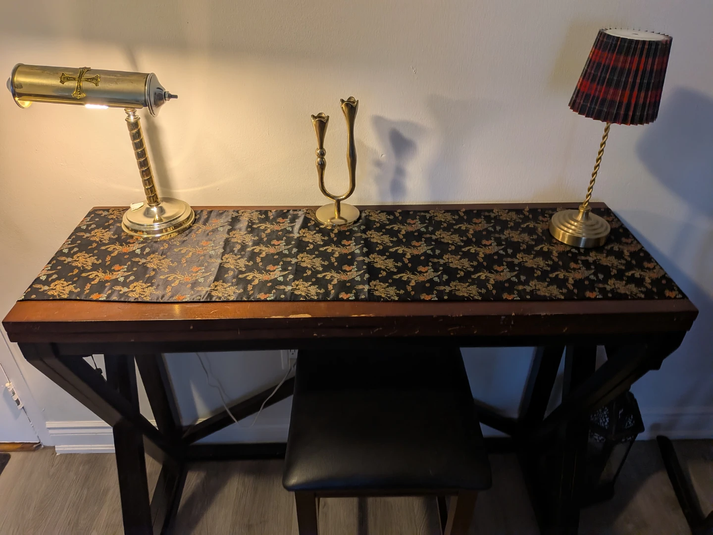 Dark Wood Bar Table with Stool