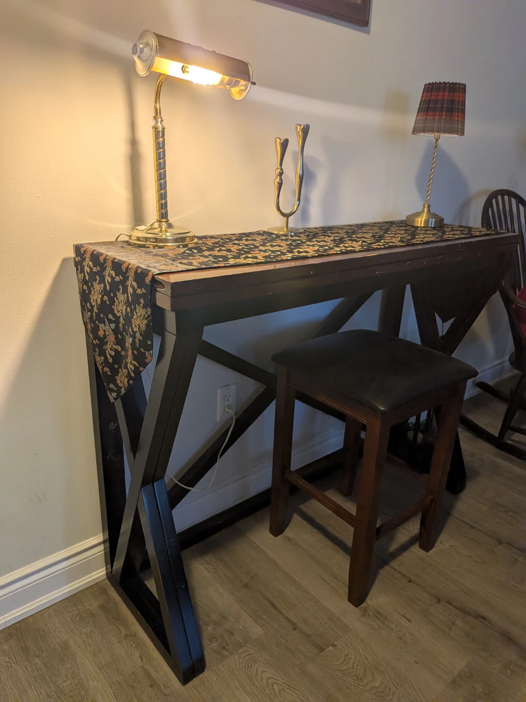 Dark Wood Bar Table with Stool - photo 2