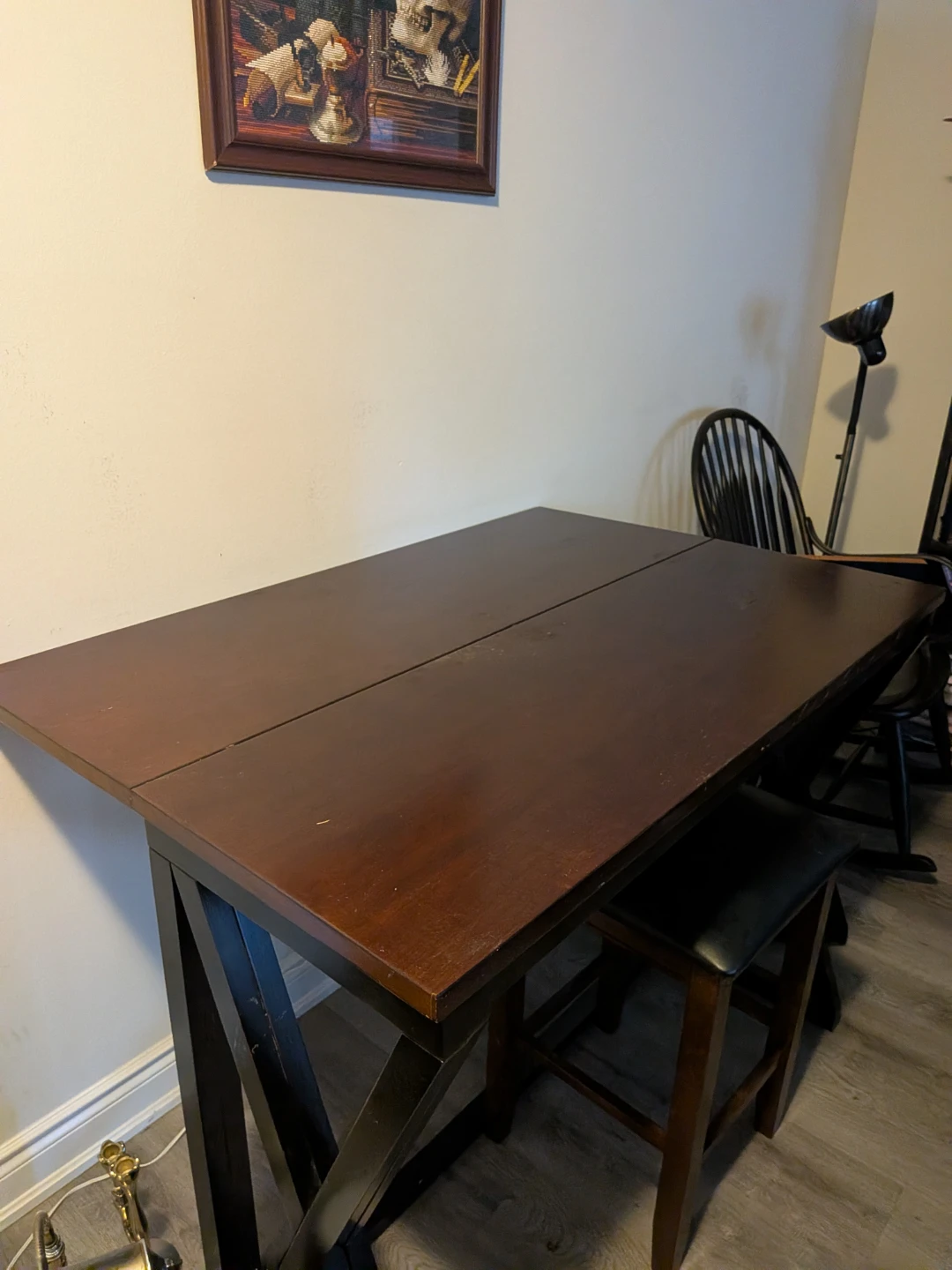 Dark Wood Bar Table with Stool - photo 4