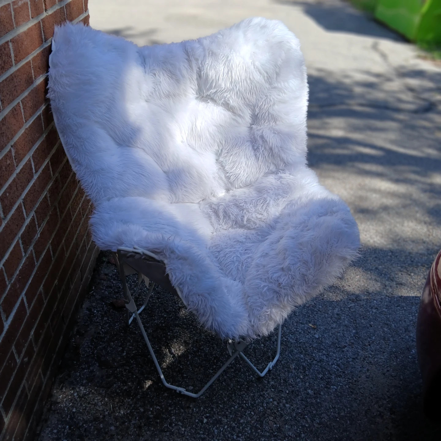 White Faux Fur Butterfly Chair