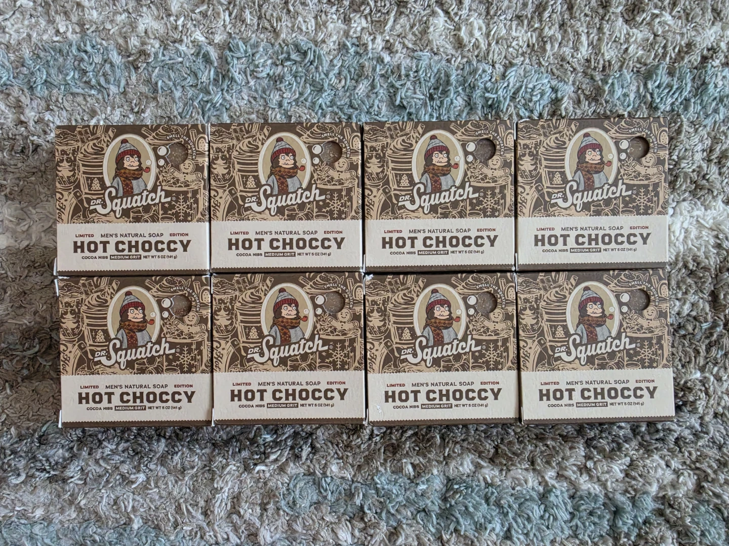 8 × Dr. Squatch Hot Choccy Natural Bar Soap for Men, 5 oz