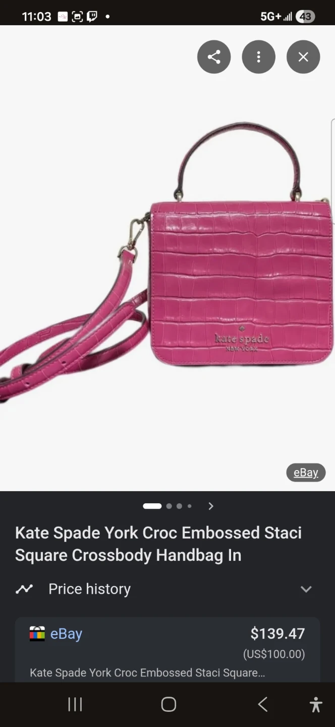 Kate Spade Pink Croc Embossed Crossbody Bag. - photo 5