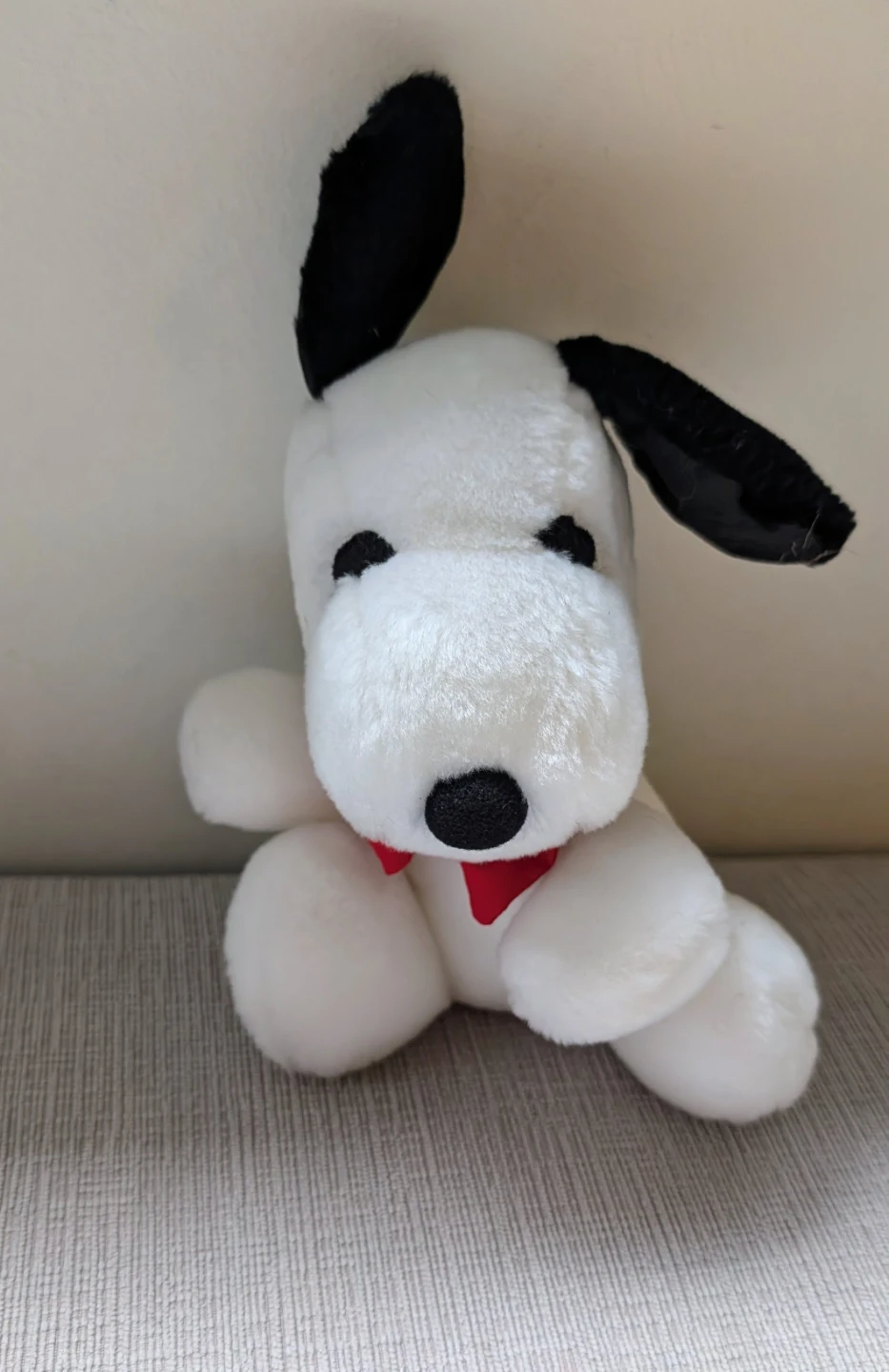 Plush Snoopy Dog Toy with Red Bowtie