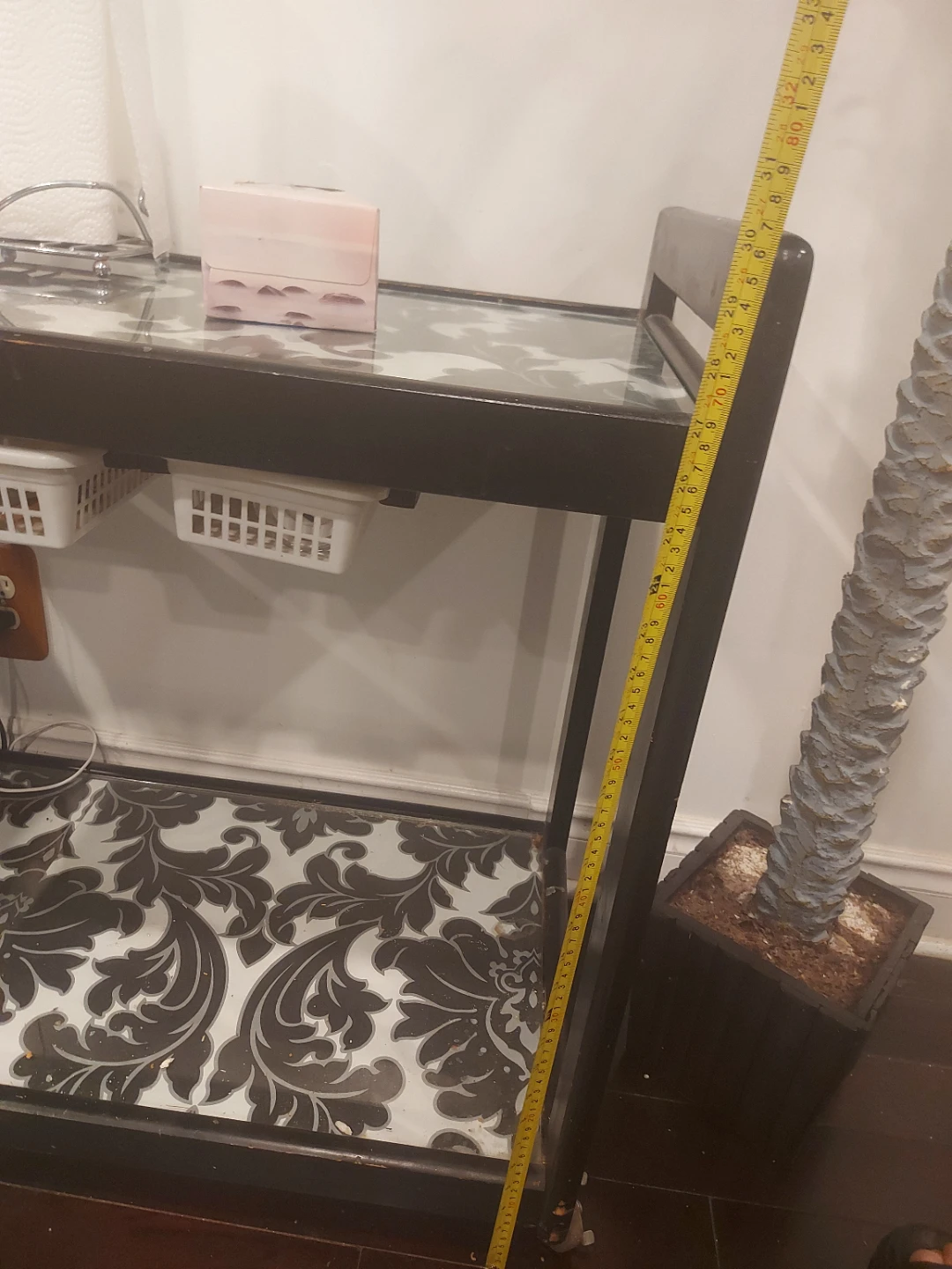 Black Bar Cart with Damask Pattern - photo 4