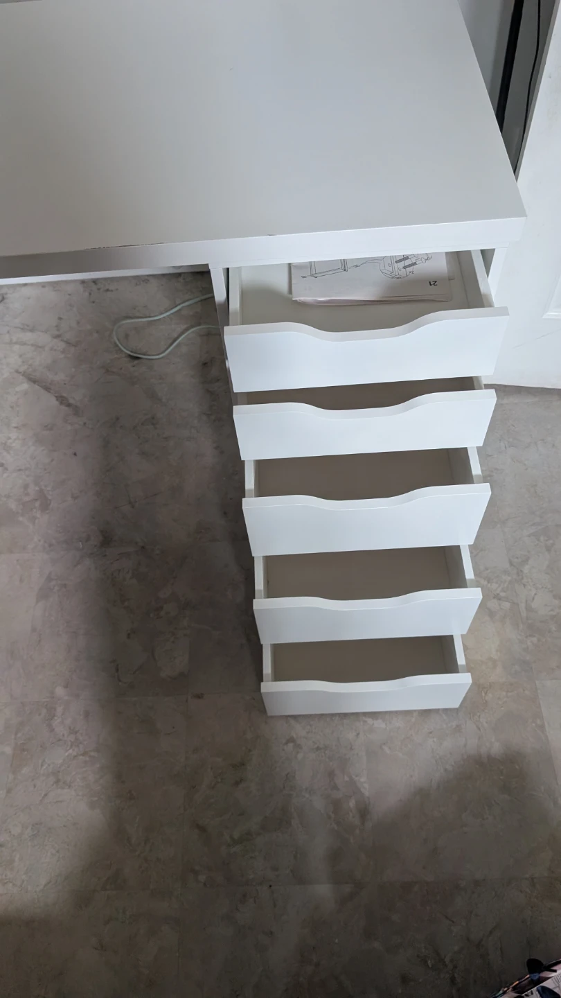 White Ikea Desk with Drawer Units - photo 4
